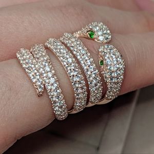 Pave cubic zirconia intertwined snake ring. 925 sterling silver.